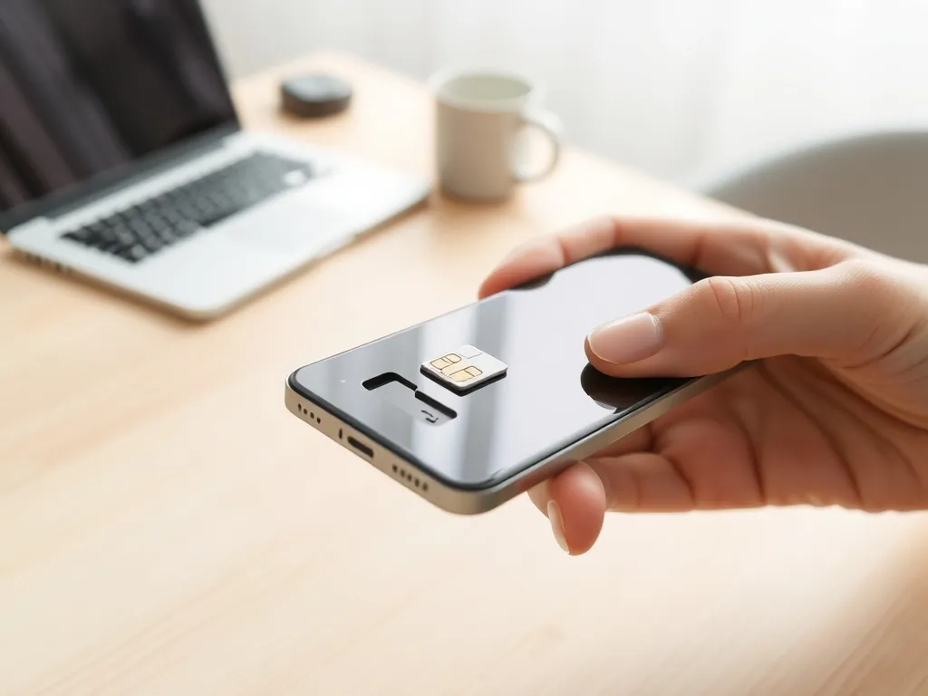 Smartfon z wysuwaną tacką karty SIM i narzędziem do jej wyjęcia, ilustrujący zmianę PIN-u do karty SIM.
