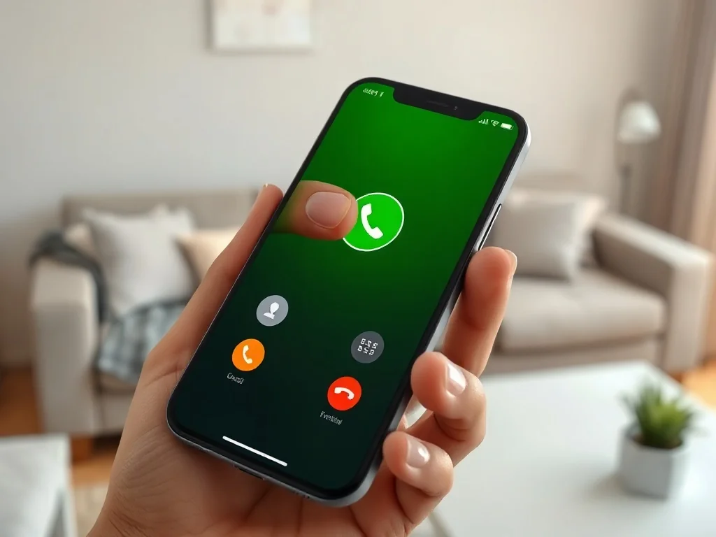 Smartfon w dłoni, kciuk nad zielonym przyciskiem połączenia, sugeruje wykonanie połączenia na koszt odbiorcy w Play.